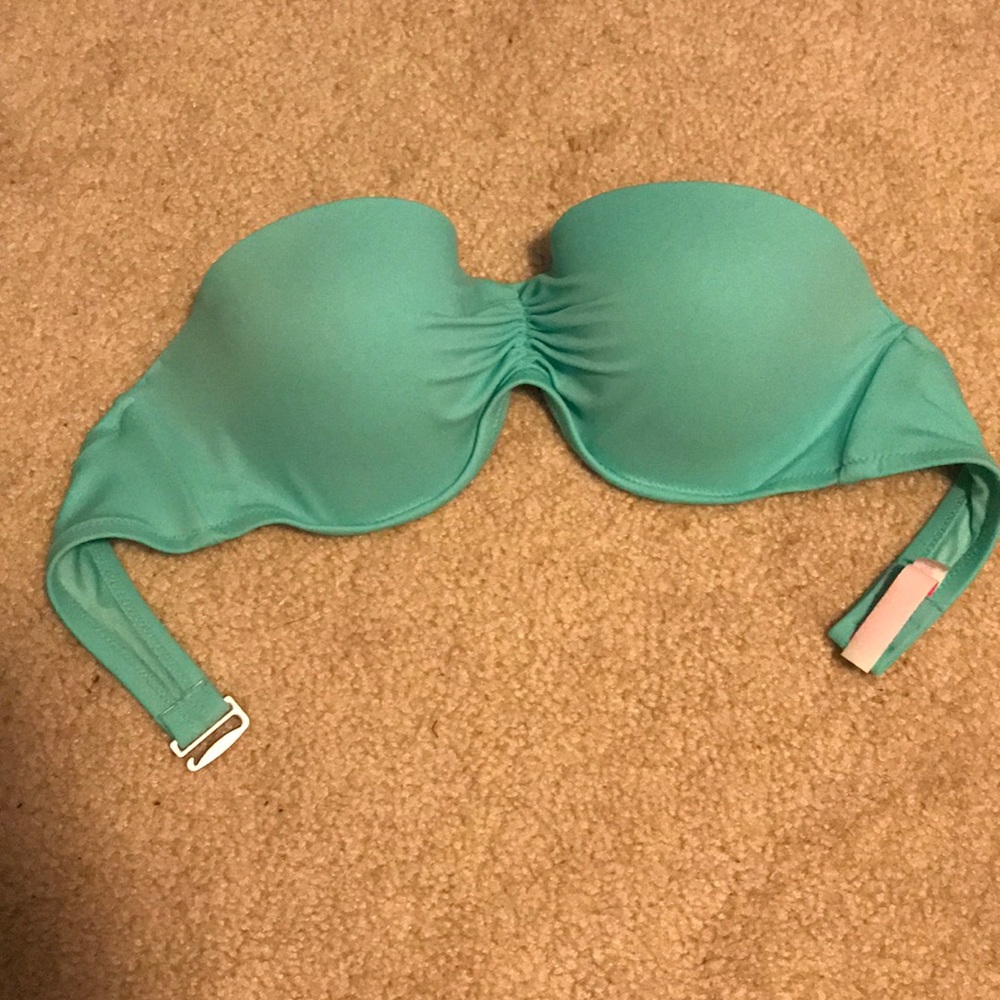 Teal Victoria secret strapless bikini top